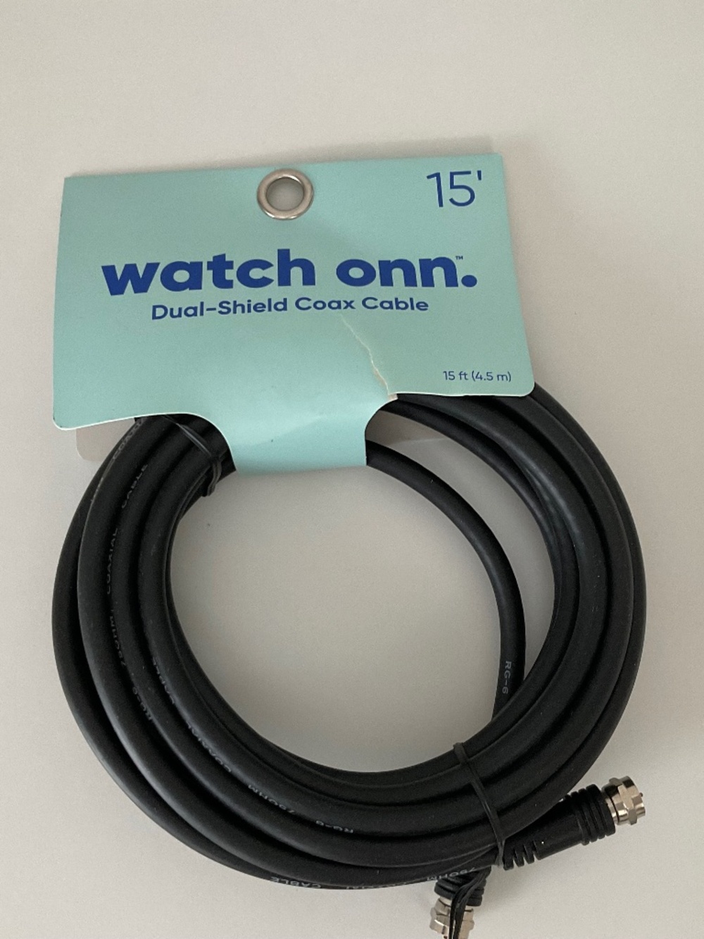 Onn. 15' RG6 Dual-Shield Coaxial Cable